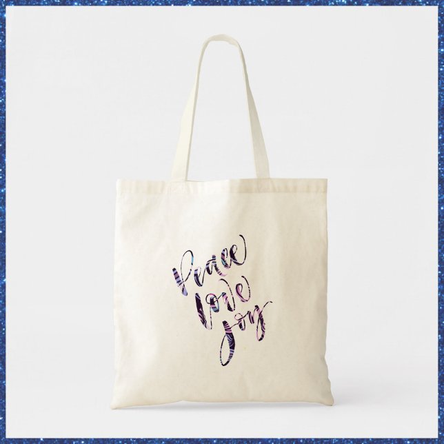 Pretty Modern Peace Love Joy Tote Bag (Creator Uploaded)