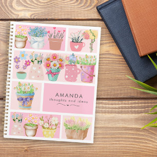Pretty modern pink elegant flower pots planner