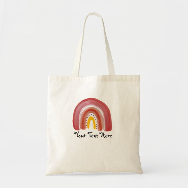 Pretty Modern Watercolor Rainbow Tote Bag (Front)