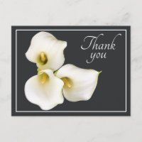 Pretty Modern White Calla Lily Botanical Thank You