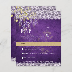 Pretty Modern Wisteria Lace Purple Wedding RSVP