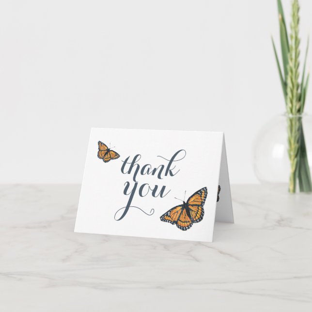 Pretty Monarch Butterfly Art Thank You Note Card (Front)