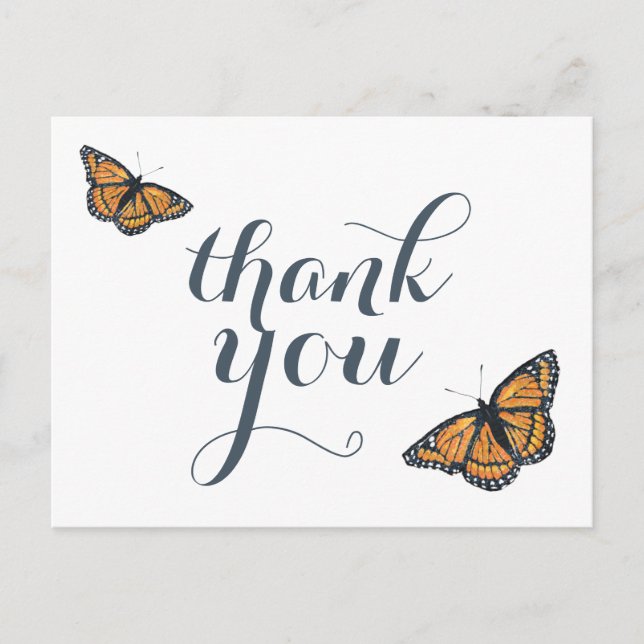 Pretty Monarch Butterfly Art Thank You Postcard (Front)