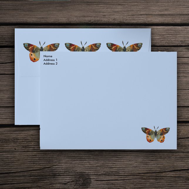 Pretty Monarch Butterfly Autumn Colours Birthday Envelopes (Pretty monarch butterflies in Autumn colours on light blue mailing envelopes.)