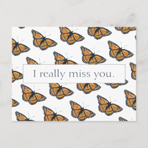 Pretty Monarch Butterfly Pattern Missing You Postcard