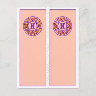 Pretty Monogram K Bookmark Postcard