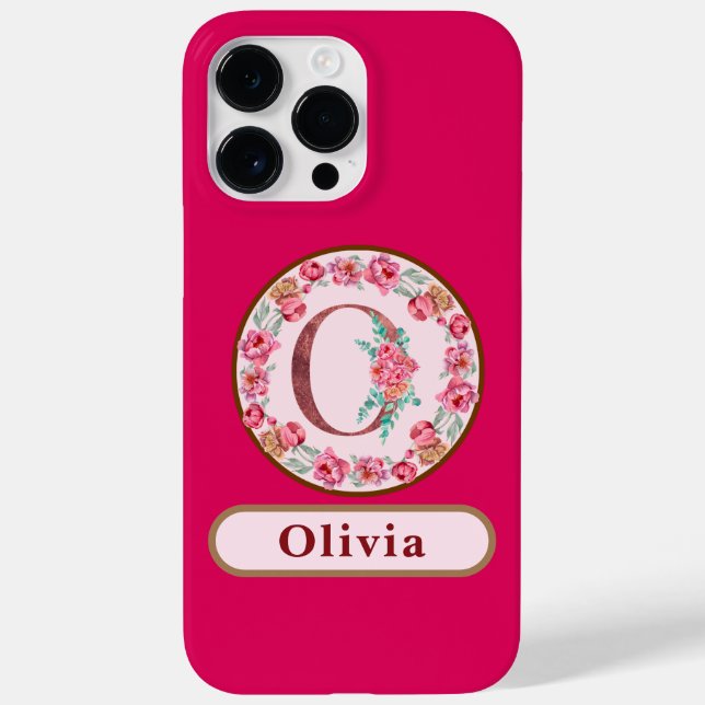 Pretty Monogram O Floral Case-Mate iPhone Case (Back)