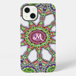 Pretty Monogram Purple White Daisy Flower Mosaic iPhone 13 Case