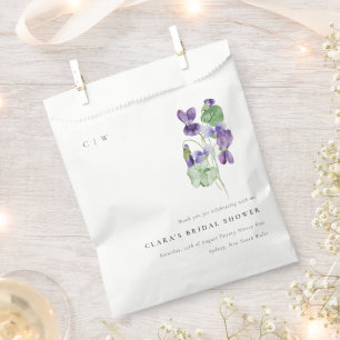 Pretty Monogram Violet Floral Bunch Bridal Shower Favour Bag