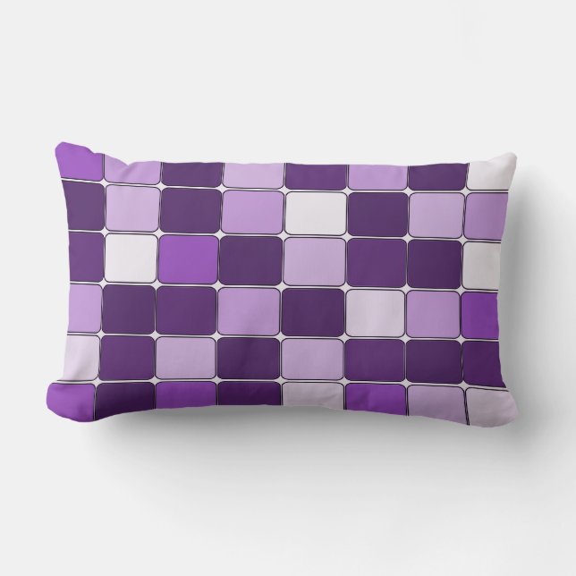Pretty Mosaic Tile Pattern Purple Lilac Lavender Lumbar Cushion (Front)