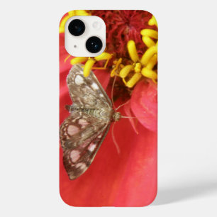 Pretty Moth on Red Flower Case-Mate iPhone 14 Case