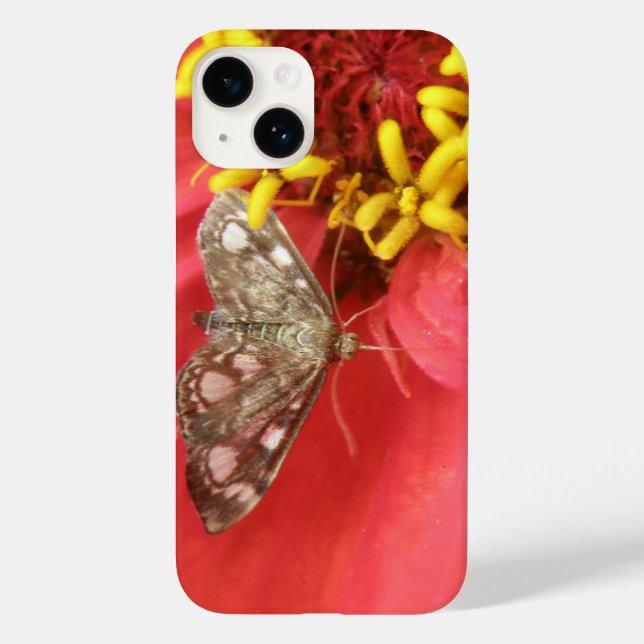 Pretty Moth on Red Flower Case-Mate iPhone Case (Back)