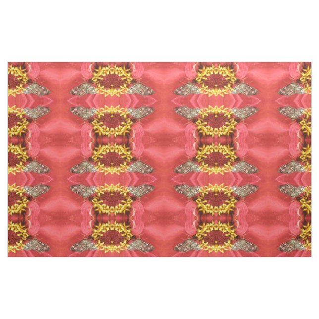 Pretty Moth on Red Flower Patterned Animal Fabric (Fat Quarter)