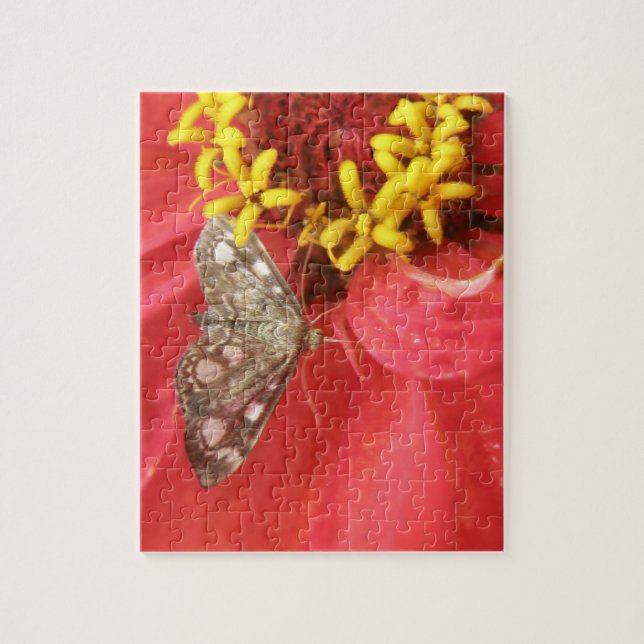 Pretty Moth on Red Flower Puzzle (Vertical)