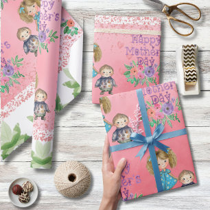Pretty Mother's Day Floral Kids Wrapping Paper