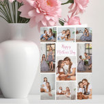 Pretty Mother's Day Photo Collage from Daughter Card<br><div class="desc">Pretty customisable photo collage card for your mum on Mother's Day. Add 9 of your favourite memories of a daughter or son with their mother. A beautiful personalised card with a thoughtful 9 photograph template and beautiful pink script.</div>