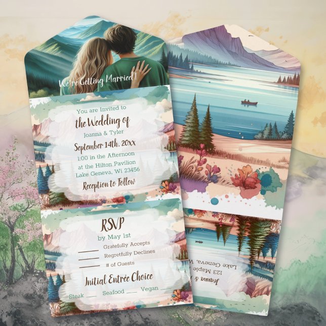 Pretty Mountain Scene Wedding (with envelopes) All In One Invitation (Creator Uploaded)
