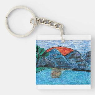 Pretty Mountain Sunset Key Ring