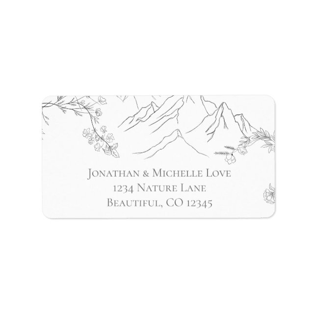 Pretty Mountains, Flowers and Branches Address Label (Front)
