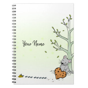 Pretty Mouse Watercolor Green Name Notebook