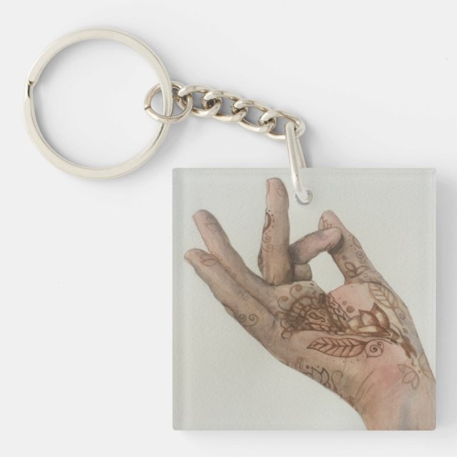 Pretty Mudra Henna Hand Keychain (Front)