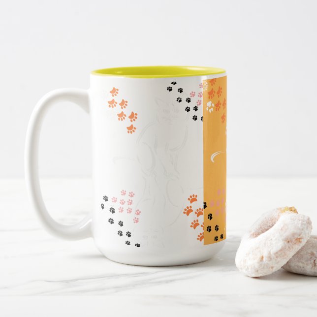 pretty Mug with a Beautiful Silhouette Cat! (With Donut)