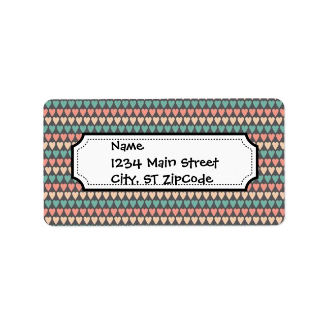 Pretty Multi Coloured Heart Striped Pattern Label (Front)