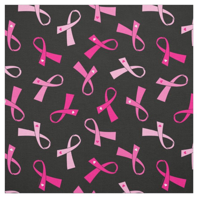 Pretty Multi Pink Breast Cancer Ribbon Pattern Fabric (Swatch)