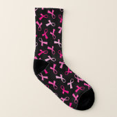 Pretty Multi Pink Breast Cancer Ribbon Pattern Socks (Right Outside)