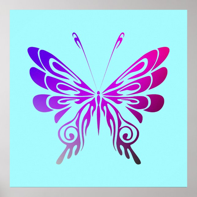 Pretty Multicolored Decorative Butterfly Poster (Front)