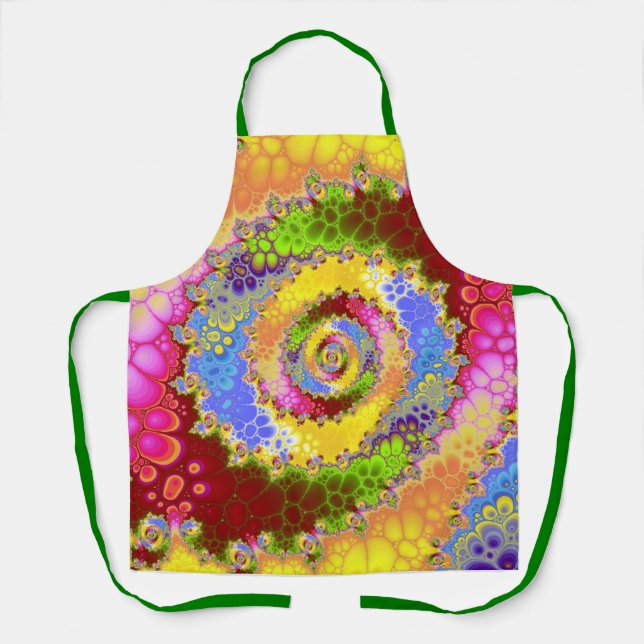 Pretty Multicolour Fractal Spiral Apron (Front)