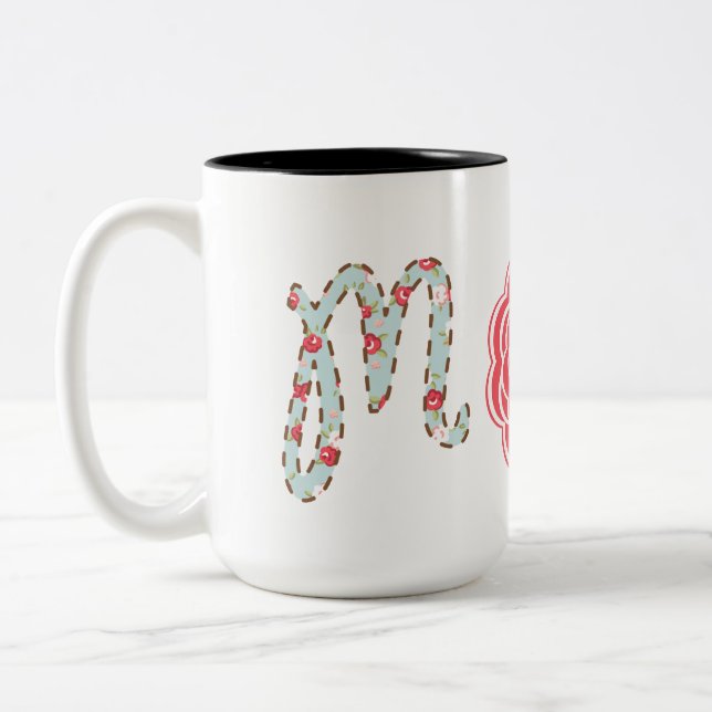 Pretty Mum Floral Two-Tone Coffee Mug (Left)