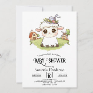 Pretty Mystical Sheep Baby Shower Invitation