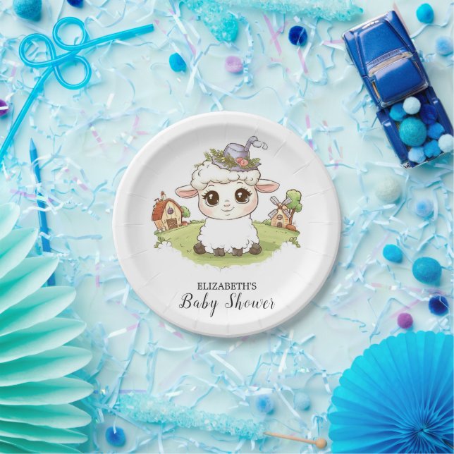 Pretty Mystical Sheep Baby Shower Paper Plate (Party)