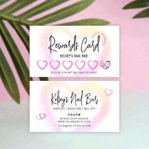 Pretty Nails Loyalty Card Script Watercolor Logo