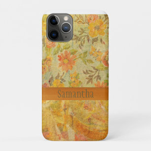 Pretty Name Floral Watercolor Orange Brown iPhone 11 Pro Case