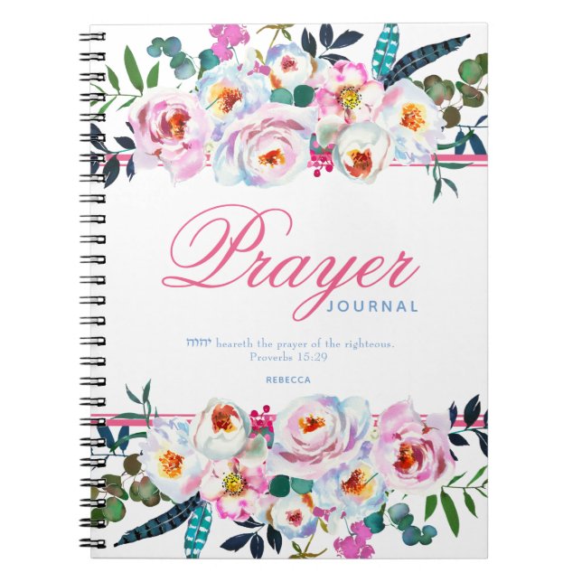 Pretty Named Pink Floral Prayer Journal (Front)