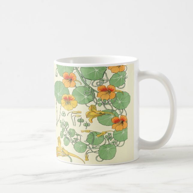Pretty Nasturtium art nouveau print Coffee Mug (Right)