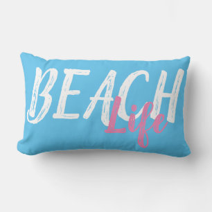 pretty nautical BEACH LIFE lettering   Lumbar Cushion