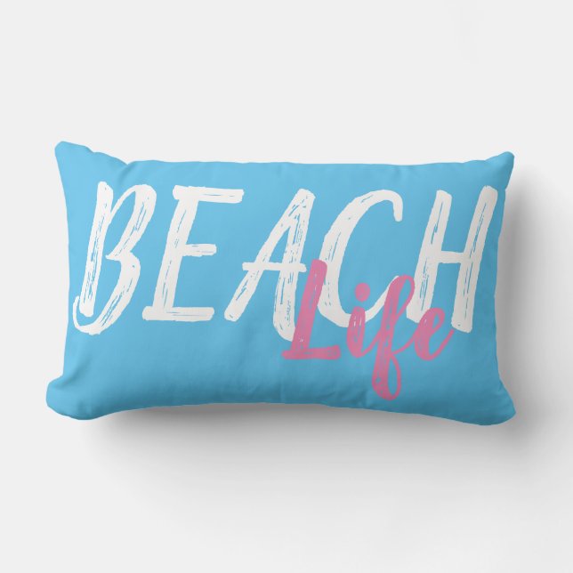pretty nautical BEACH LIFE lettering | Lumbar Cushion (Front)