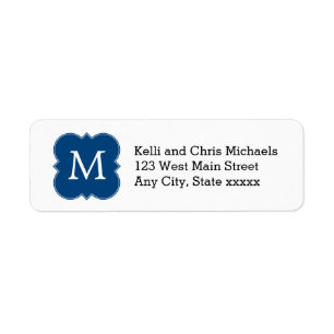 Pretty Navy Blue Monogram Return Address Labels