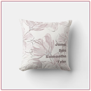 Pretty Neutral Colour Floral Family Members Cushion