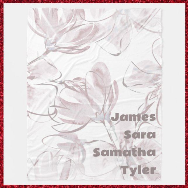 Pretty Neutral Colour Floral Family Members Fleece Blanket (Creator Uploaded)