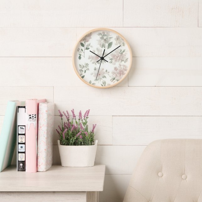 Pretty Neutral Hazy White Flowers Florals By Ava Clock (Reading Room)