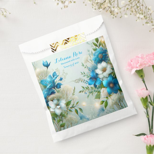 Pretty New Beginnings Blue Floral Bridal Shower Favour Bag (Sealed)