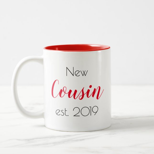 Pretty New Cousin Family  Personalised Girly Two-Tone Coffee Mug (Left)