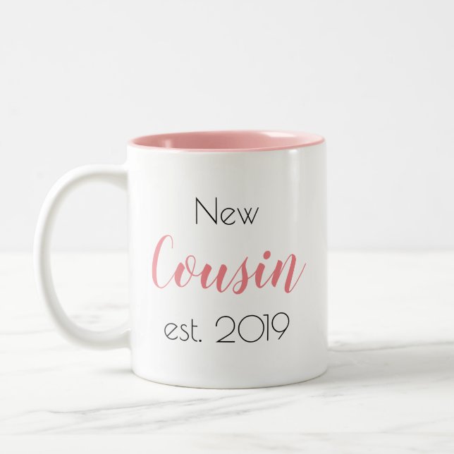 Pretty New Cousin Family  Personalised Girly Two-Tone Coffee Mug (Left)