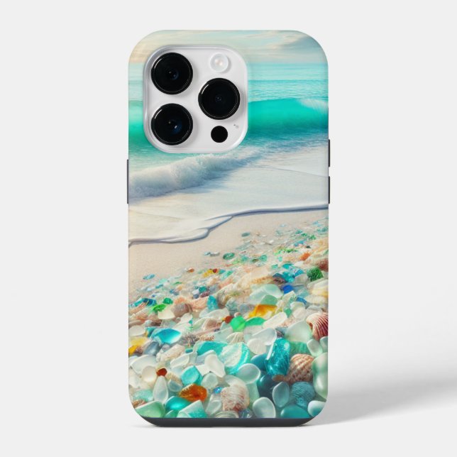 Pretty Ocean Beach with Sea Glass   iPhone Case (Back)