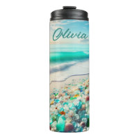 Pretty Ocean Beach with Sea Glass Personalised