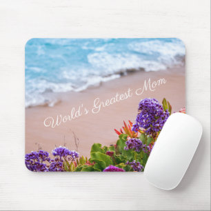 Pretty Ocean Florals Sandy Beach Mothers Day Mouse Pad